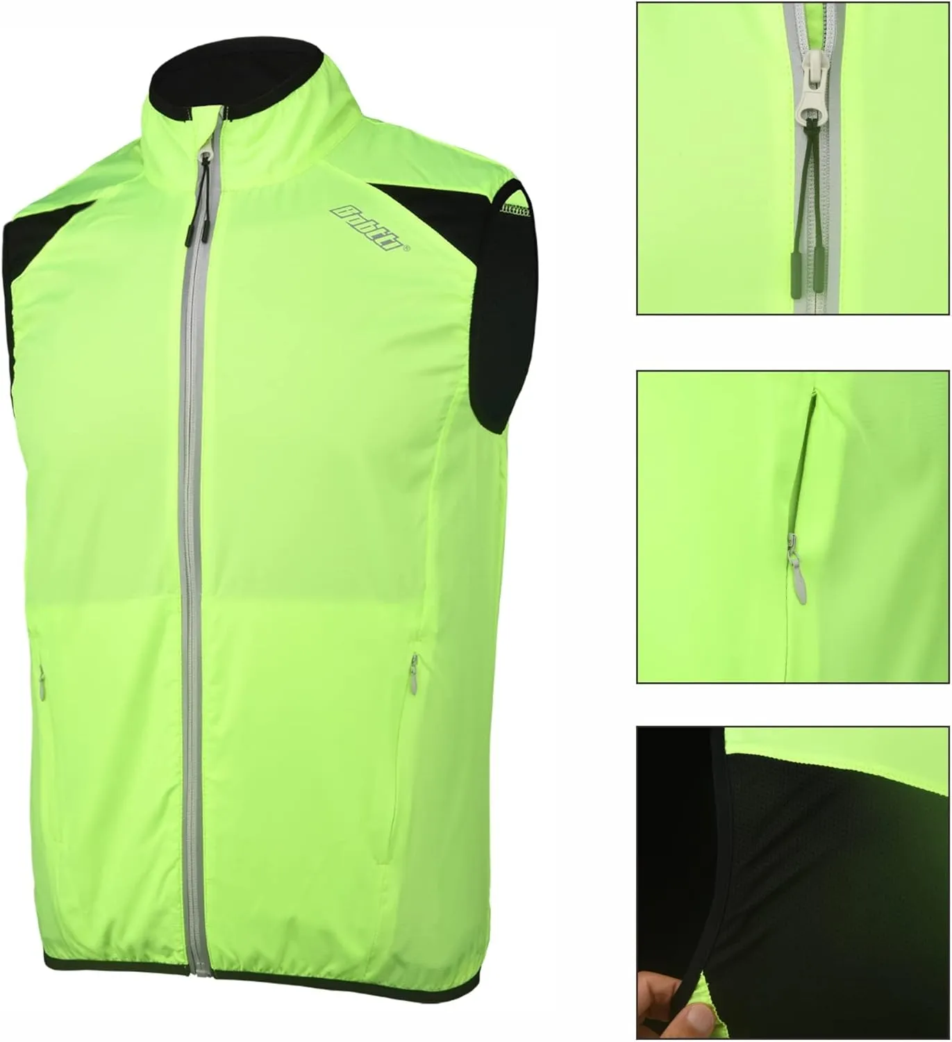 bpbtti Men's Cycling Running Vest Sleeveless Windbreakers With Two side Pockets(2.0) - Windproof, Breathable and Reflective