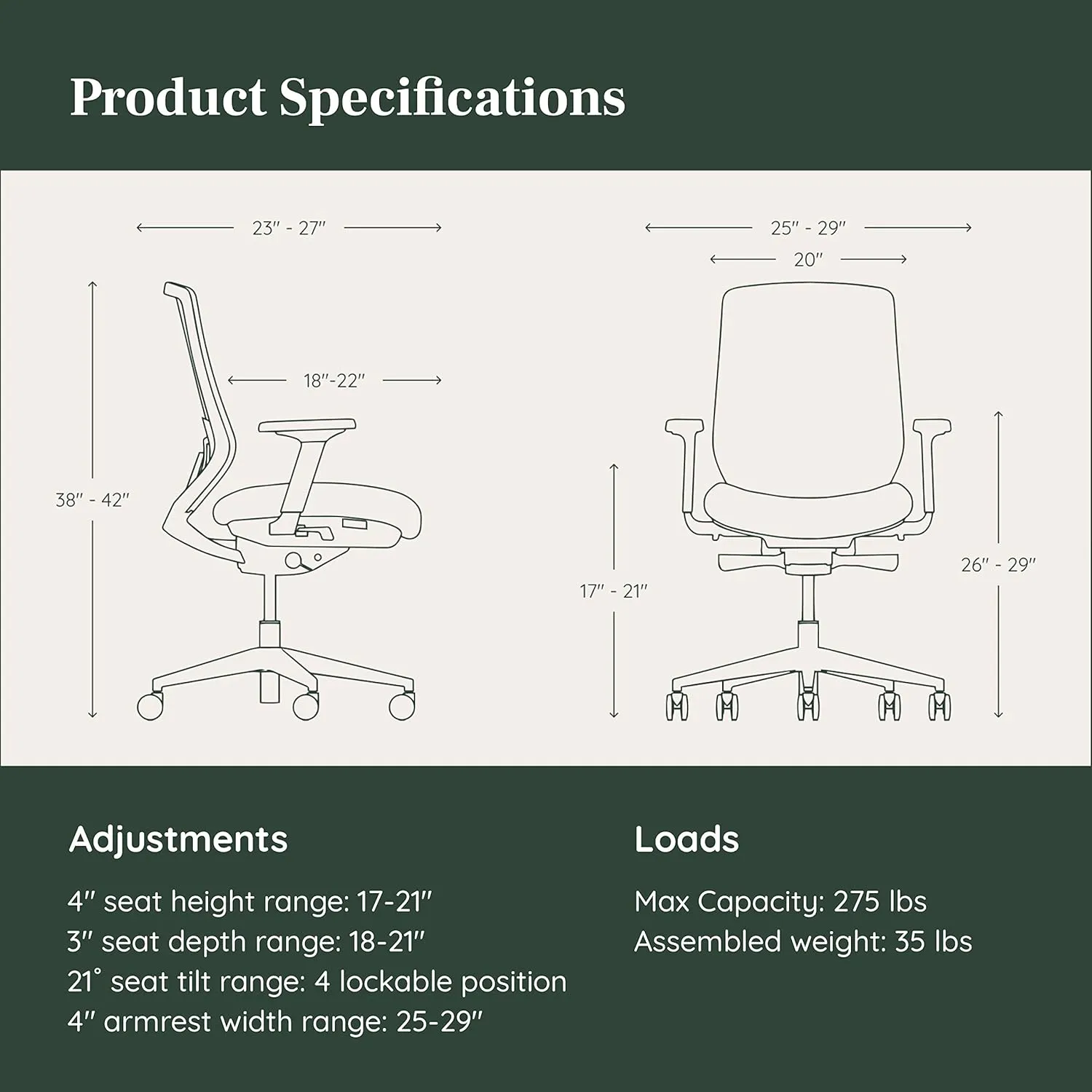 Branch Ergonomic Chair - A Versatile Desk Chair with Adjustable Lumbar Support, Breathable Mesh Backrest, and Smooth Wheels - Experience Optimal Comfort and Support - All Black