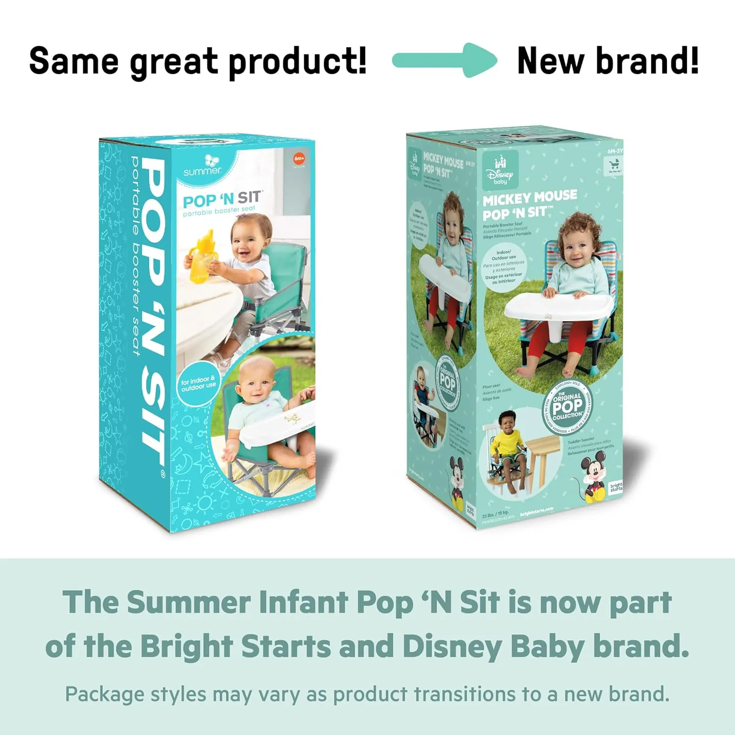 Bright Starts Disney Winnie The Pooh Pop 'N Sit Portable Booster, Indoor/Outdoor Use, Floor Seat with Feeding Tray, 6 Mos - 3 Yrs
