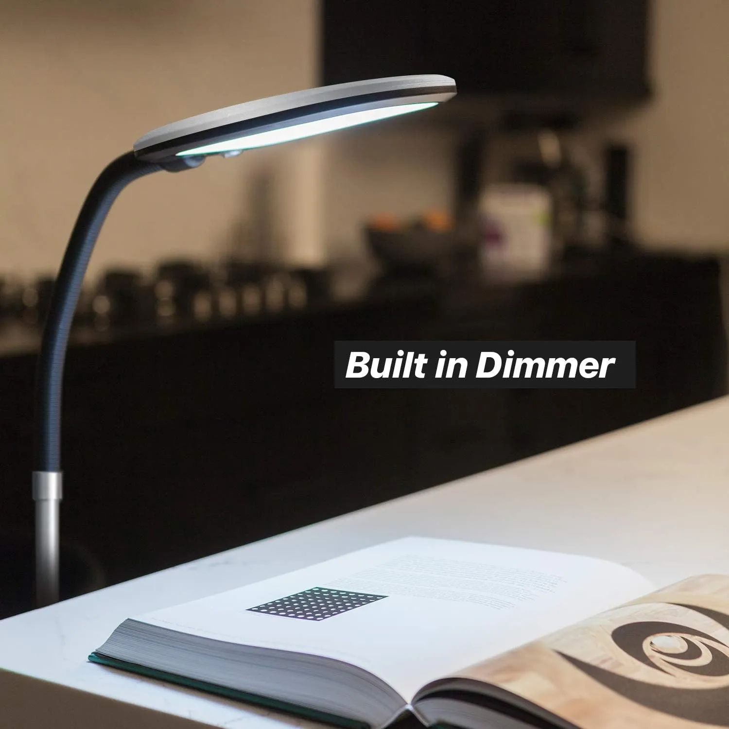 Brightech Litespan Slim LED Floor Reading Lamp with Adjustable Gooseneck for Living Rooms & Offices, Dimmable Standing Lamp for Bedroom - Silver