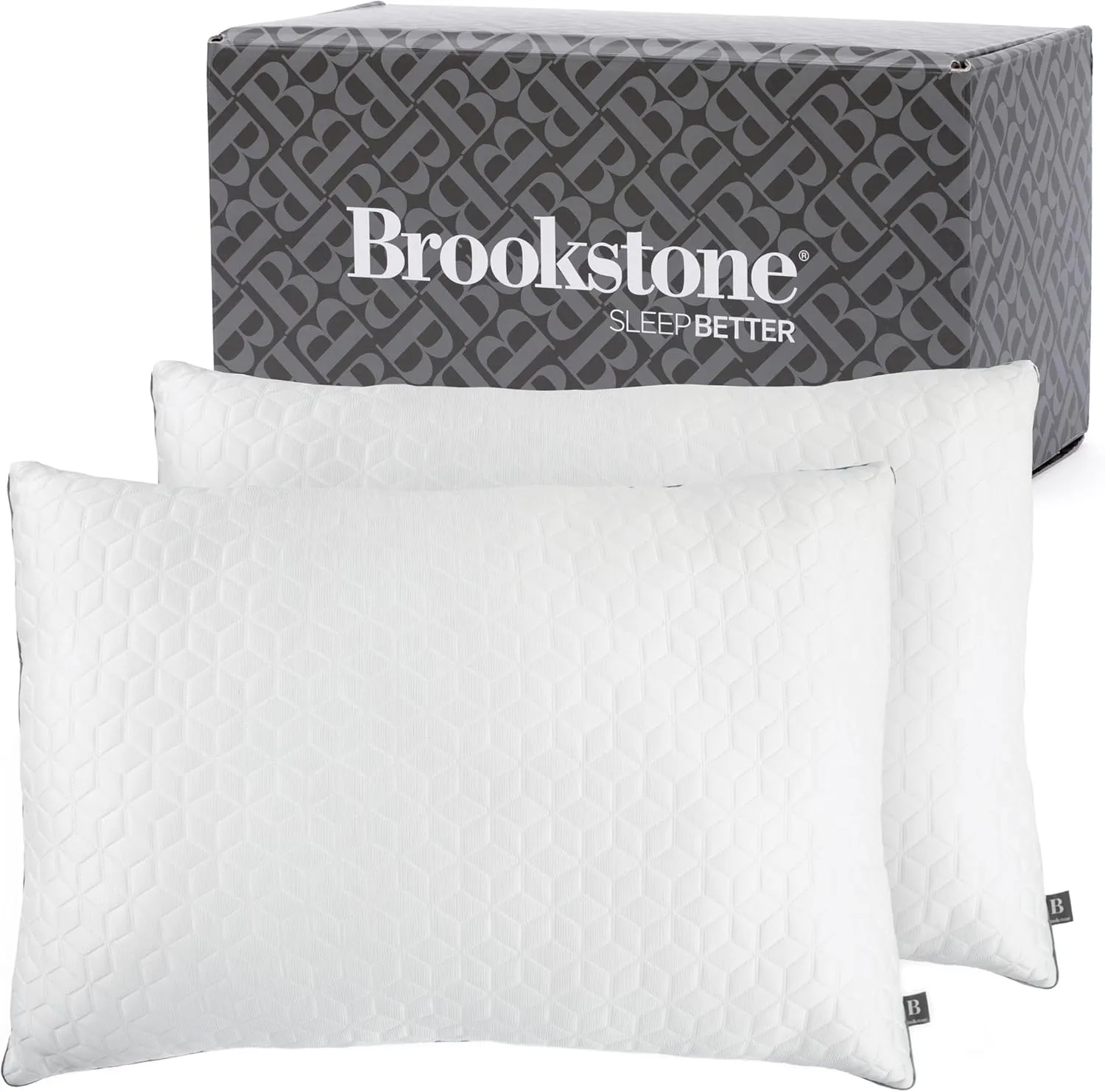 Brookstone Cool Sense Down Alternative Pillow 2 Pack - Cold Cooling Pillows for Hot Sleepers - CoolSense Pillows for Sleeping - Stay Cool and Comfortable All Night - White, Standard/Queen Size