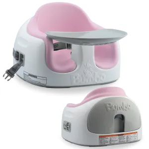 Bumbo 3-in-1 Baby Multi Seat Booster with Feeding Tray, 6-36 Months Old, Cradle Pink - High Chair and Floor Seat Accessory for Babies, Infants, and Toddlers