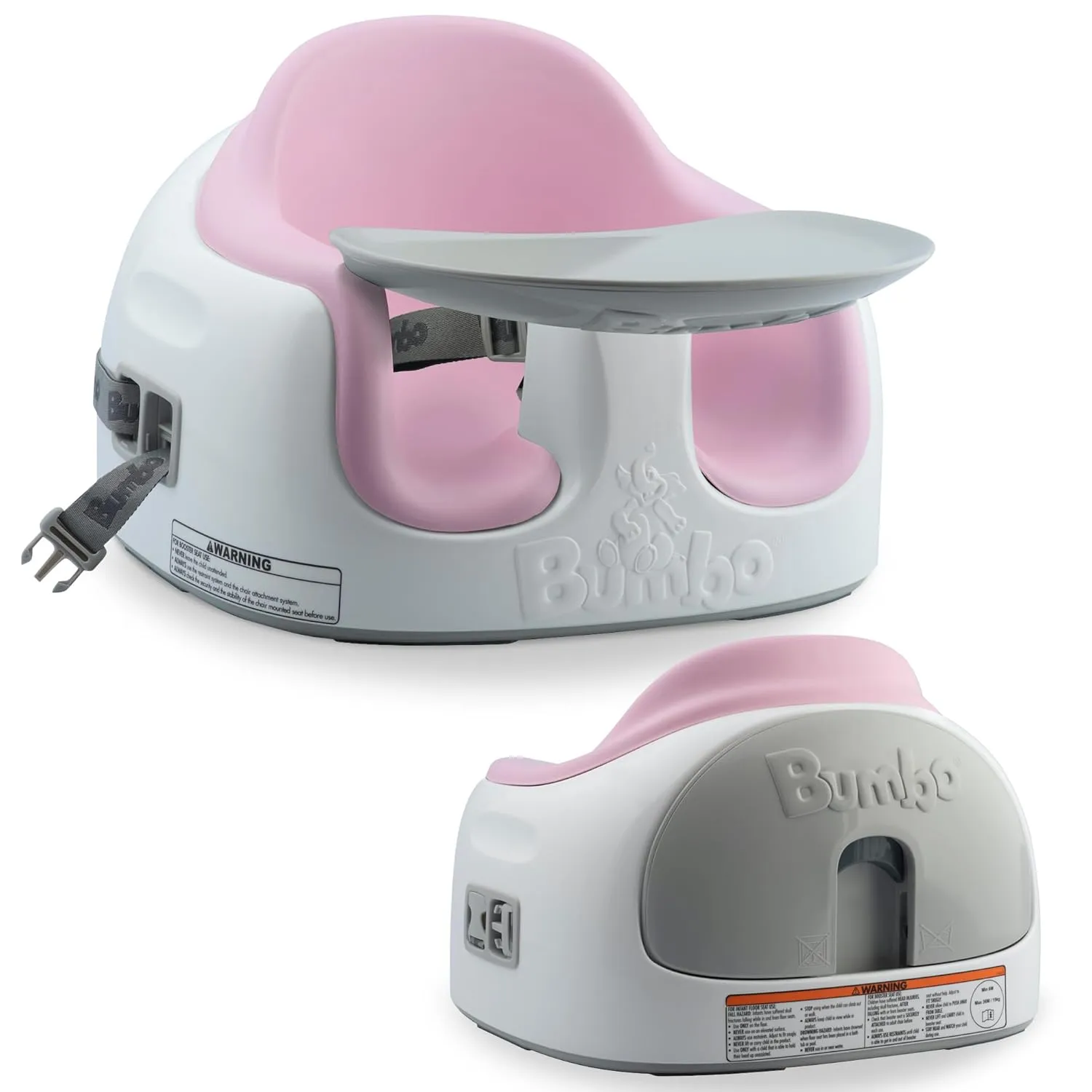 Bumbo 3-in-1 Baby Multi Seat Booster with Feeding Tray, 6-36 Months Old, Cradle Pink - High Chair and Floor Seat Accessory for Babies, Infants, and Toddlers
