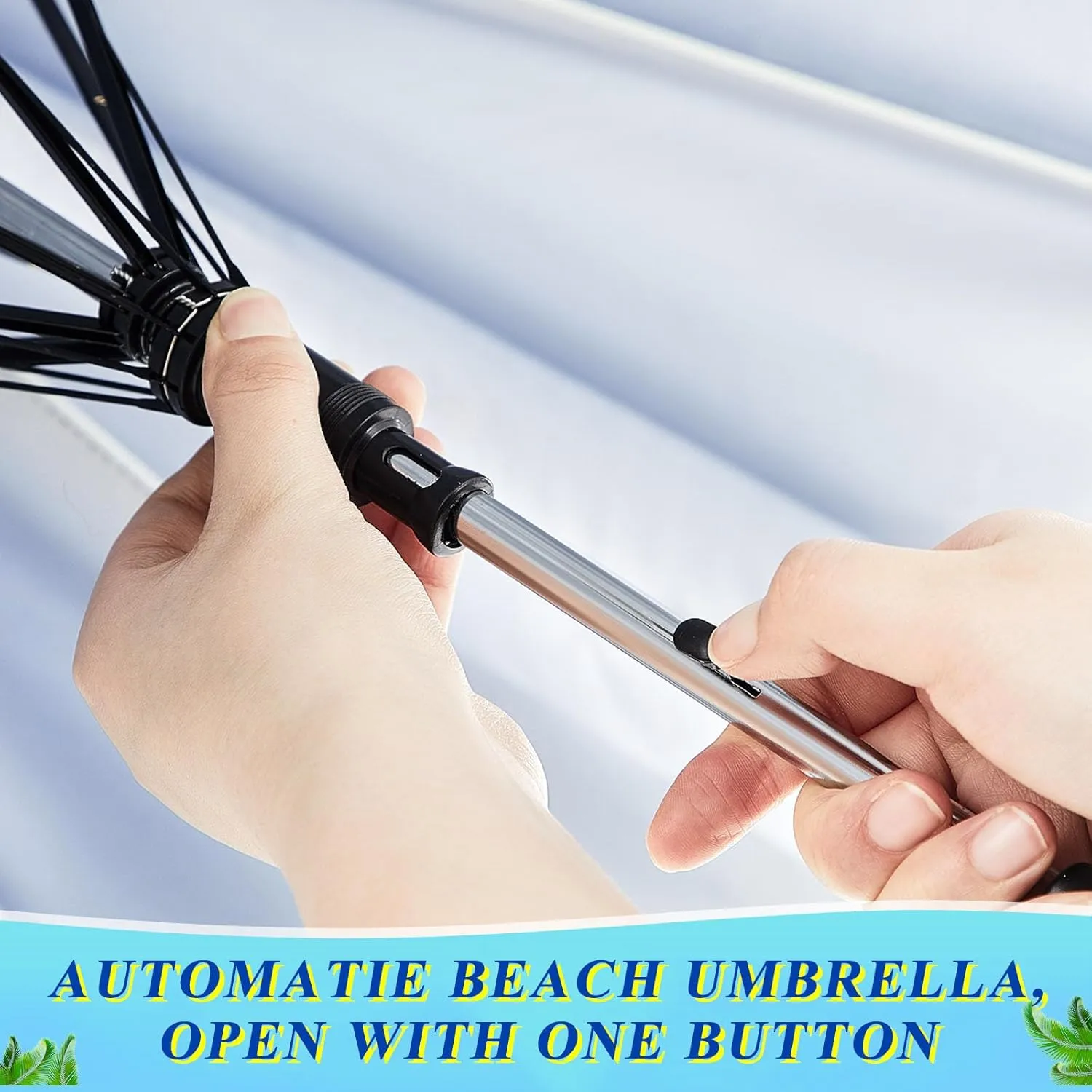 Buryeah 2 Pcs Automatic Chair Umbrella with Universal Clamp 44" UPF 50  Portable Clamp on Beach Chair Adjustable Wheelchair Umbrella for Outdoor Patio Parasol