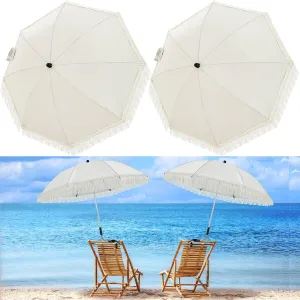 Buryeah 2 Pcs Automatic Chair Umbrella with Universal Clamp 44" UPF 50  Portable Clamp on Beach Chair Adjustable Wheelchair Umbrella for Outdoor Patio Parasol
