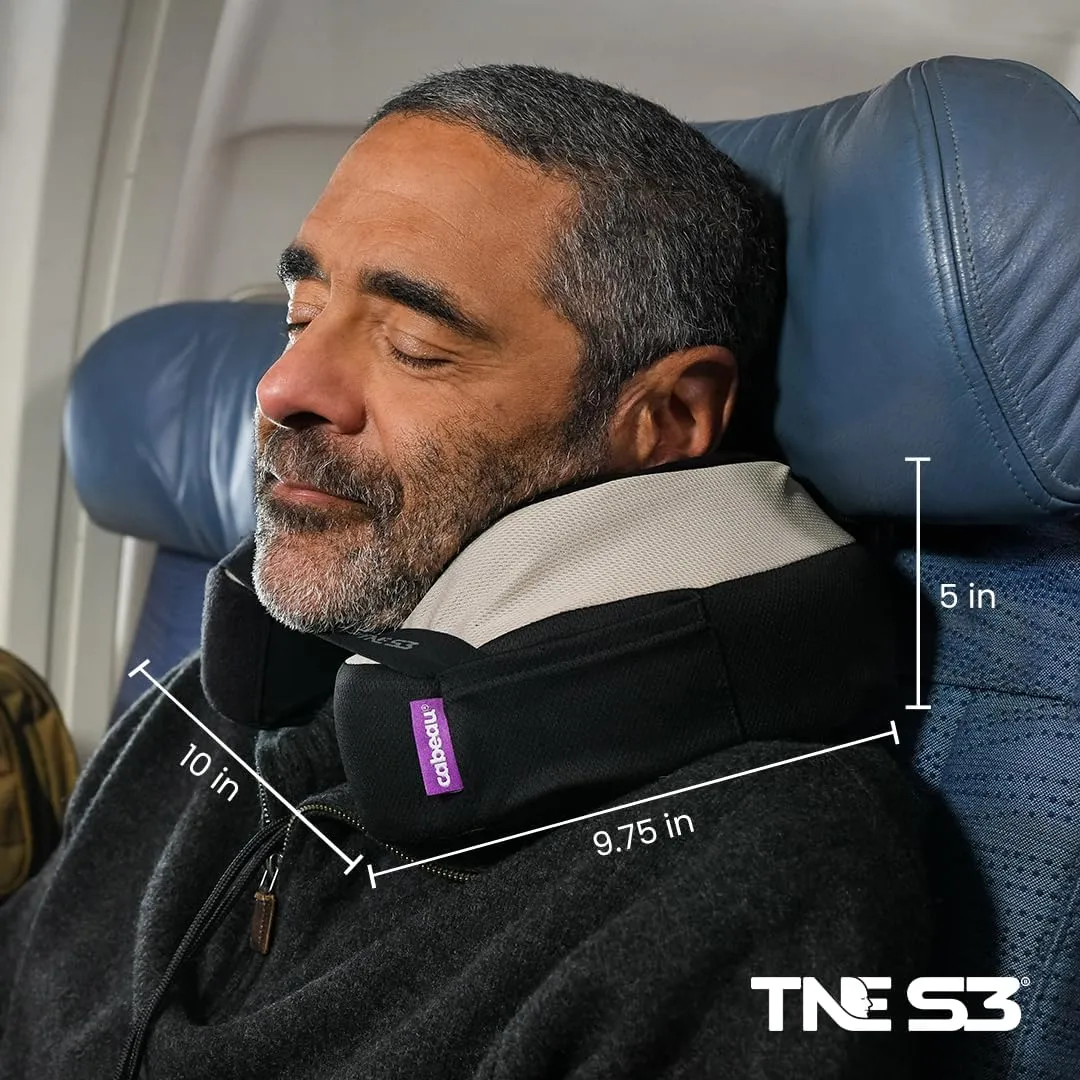 Cabeau Travel Neck Pillows for Airplanes – The Neck’s Evolution, TNE S3 – Supportive Memory Foam Design for Long Haul Flights – Attachable Seat Straps and 360° Support (Berlin Grey)