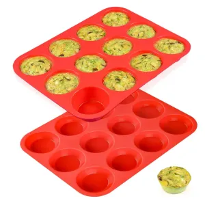 CAKETIME 12-Cup Silicone Muffin Pan – Nonstick Cupcake Baking Mold (Regular Size, 1-Pack)