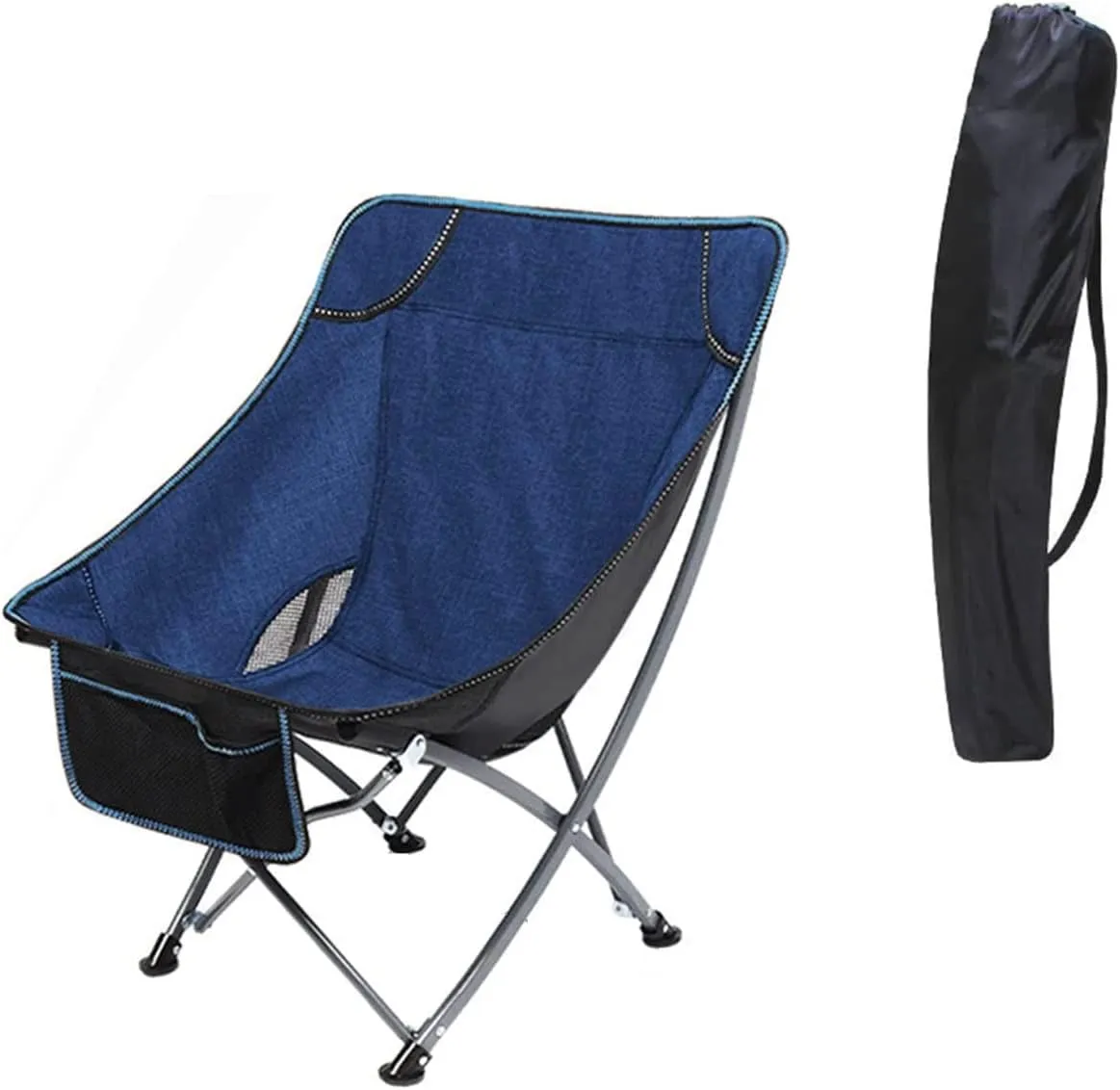 Camping Chair Camp Chair Portable Folding Chair with Mesh Side Pocket Backrest Stool Camping Backpacking Chair for Fishing Beach Travel Picnic Folding Chairs Outdoor Fishing Chair (Color :