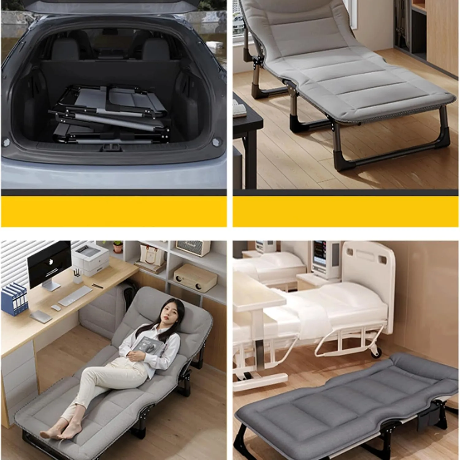 Camping cot Portable Camping Cot Space-Saving Folding Cot for Office Nap Beach Vocation and Home Lounging Integrated Mattress with Headrest Folding cot