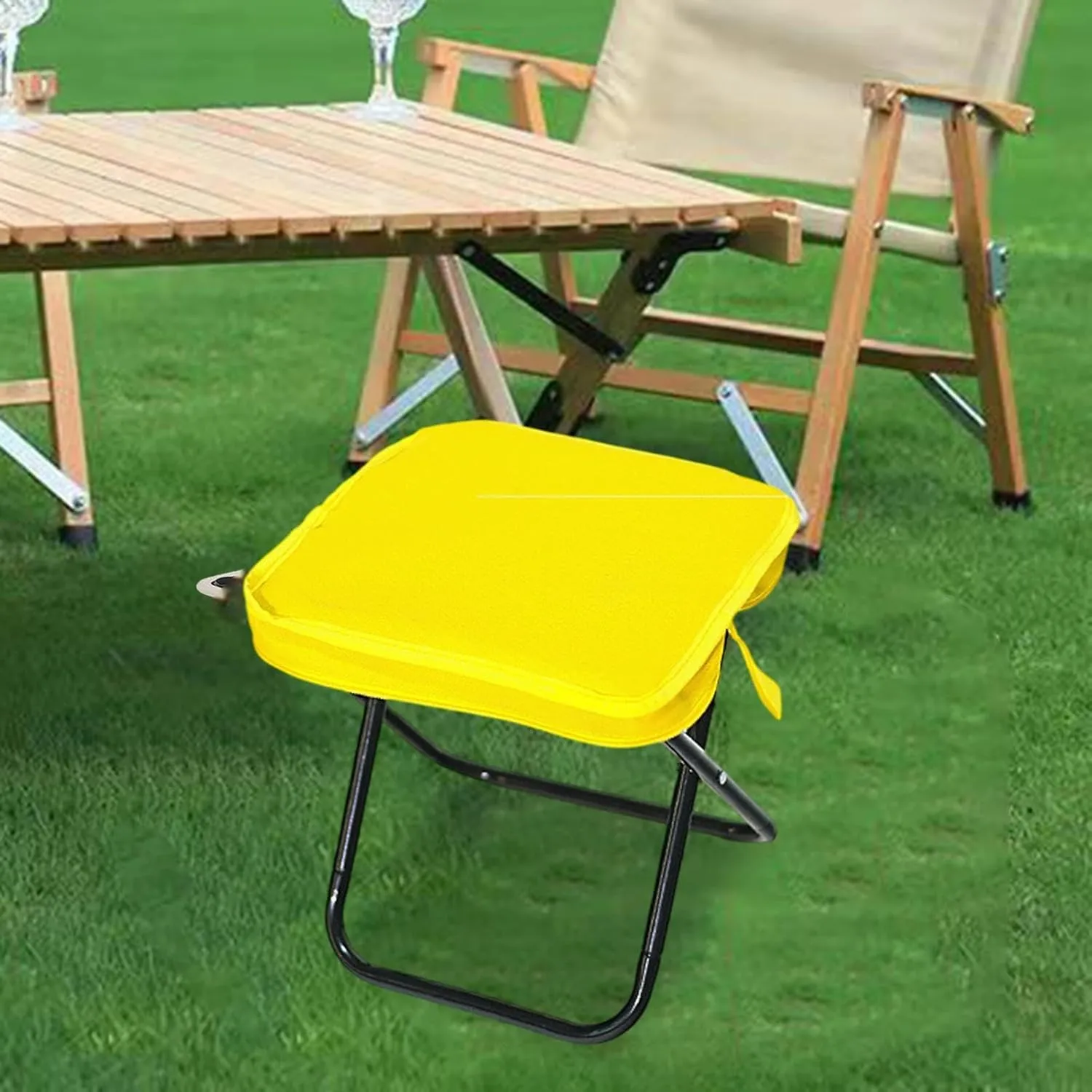 Camping Stool, Folding Chair, Lightweight Compact Folding Stool, Outdoor Footstool for Hiking Patio Travel Picnic Gardening