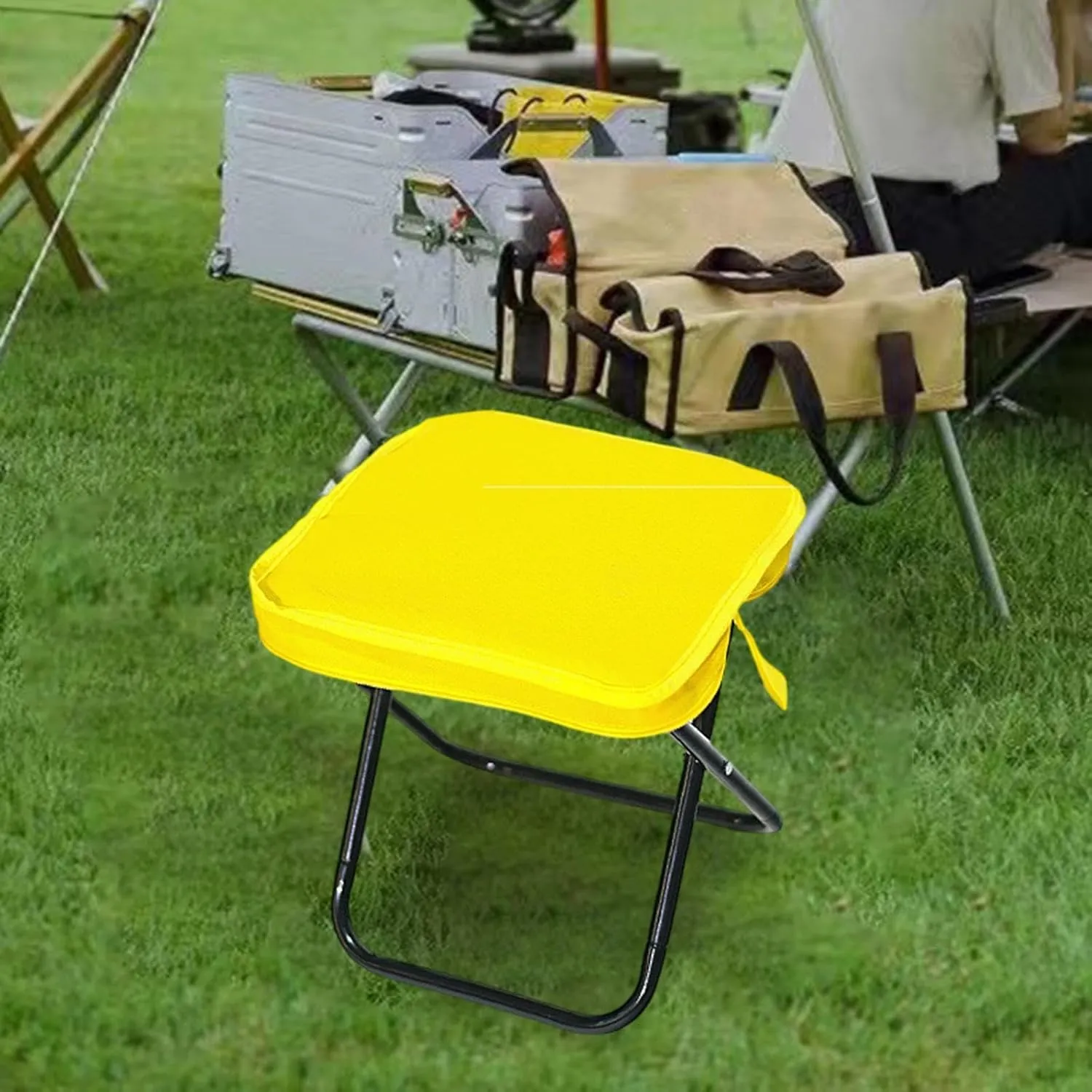 Camping Stool, Folding Chair, Lightweight Compact Folding Stool, Outdoor Footstool for Hiking Patio Travel Picnic Gardening