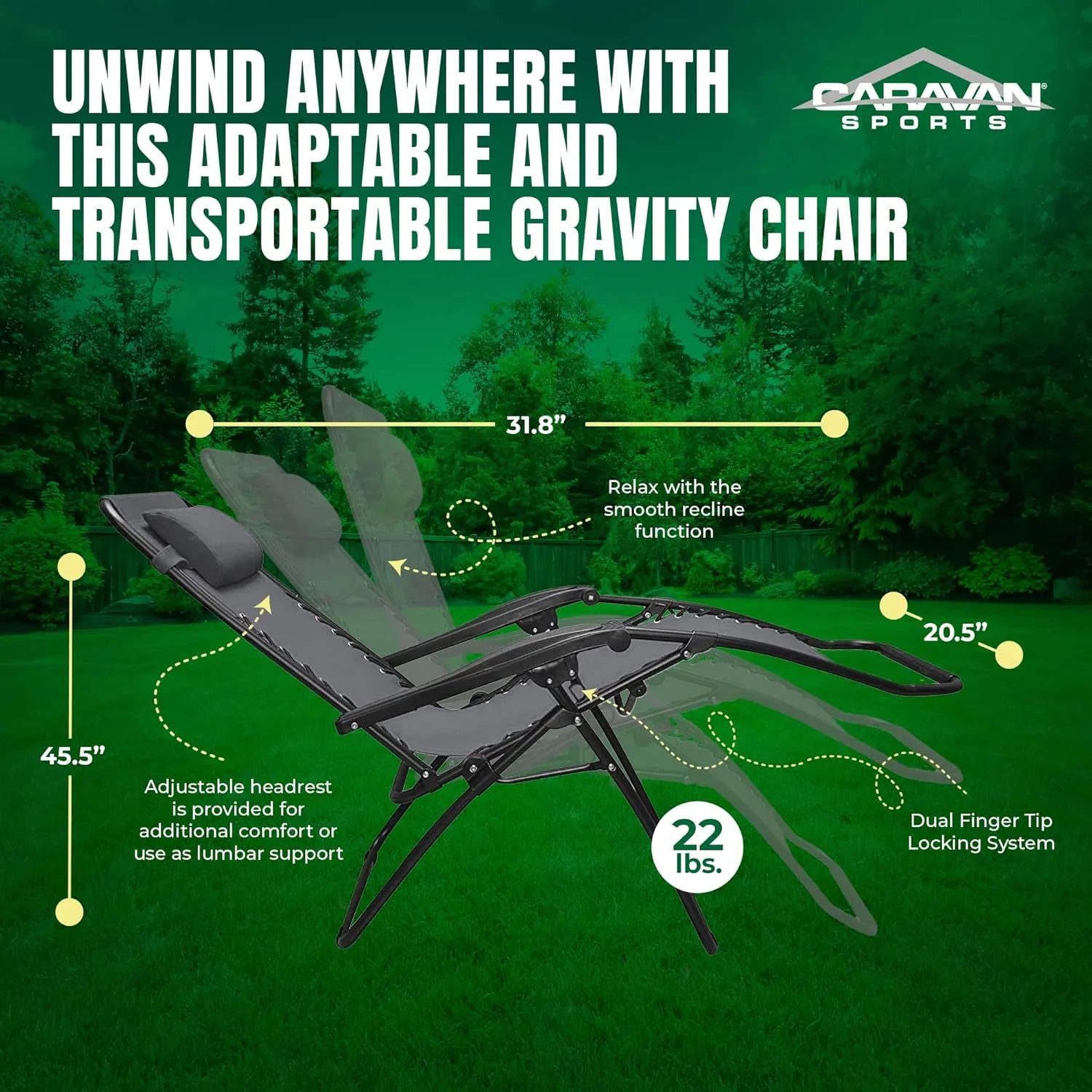 Canopy Infinity Zero Gravity Steel Frame Patio Deck Chair, Grey (Pair)