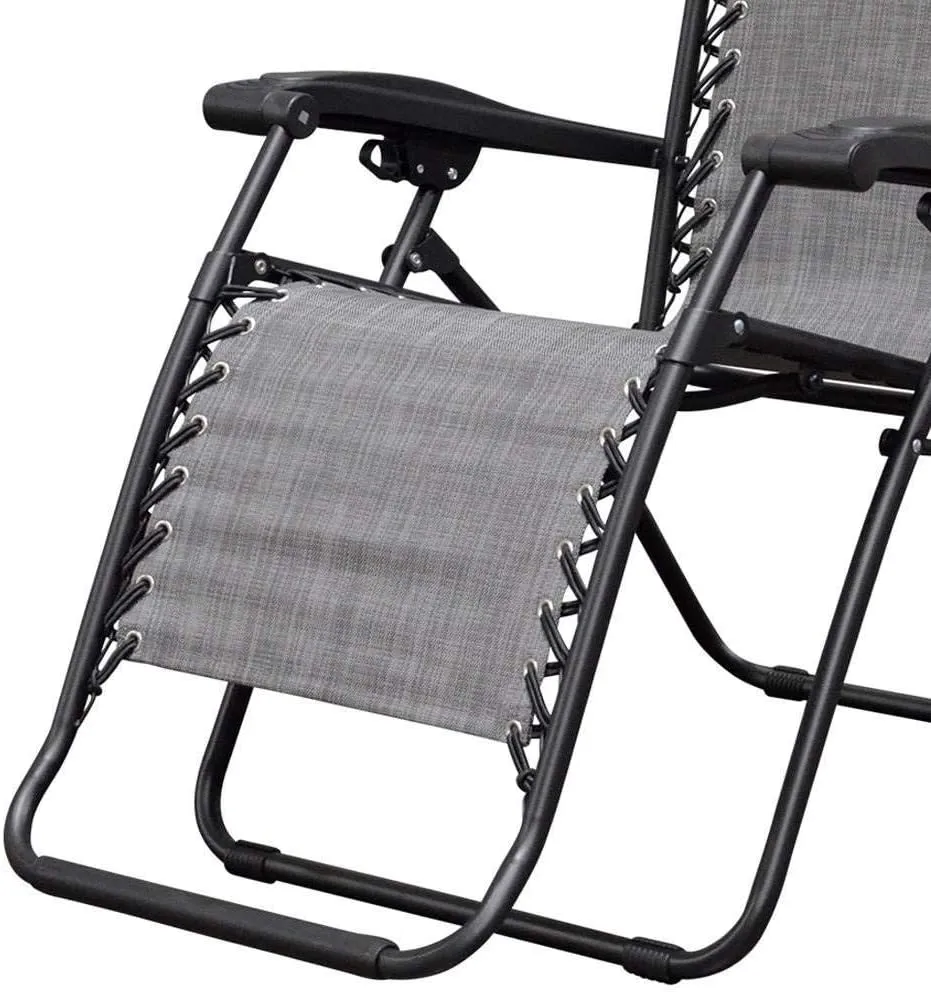 Canopy Infinity Zero Gravity Steel Frame Patio Deck Chair, Grey (Pair)