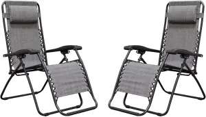 Canopy Infinity Zero Gravity Steel Frame Patio Deck Chair, Grey (Pair)