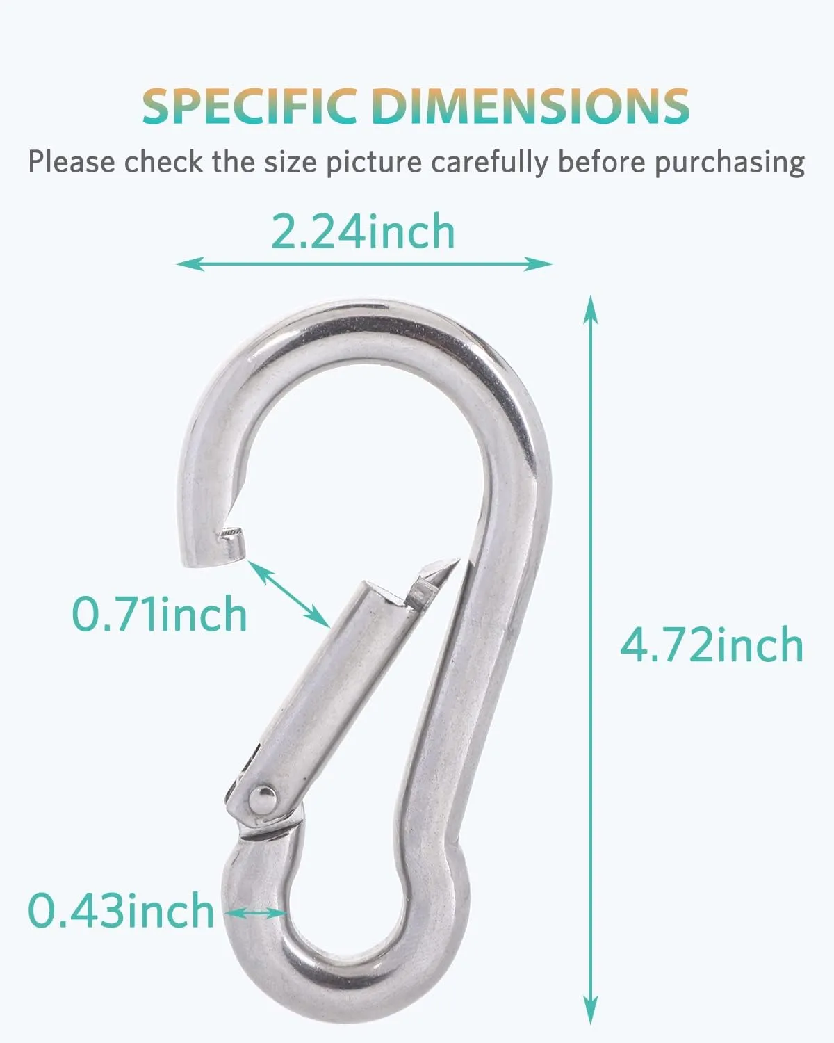 Carabiner Clips, 316 Stainless Steel Carabiner Clip, Heavy Duty Carabiner Hooks, Keychain Carabiners, Multi-Purpose Spring Snap Hook for Dog Leash, Outdoor Camping, Swing, Hammock