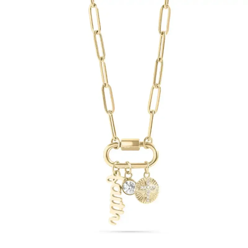 Carabiner Faith Charm Paperclip Necklace