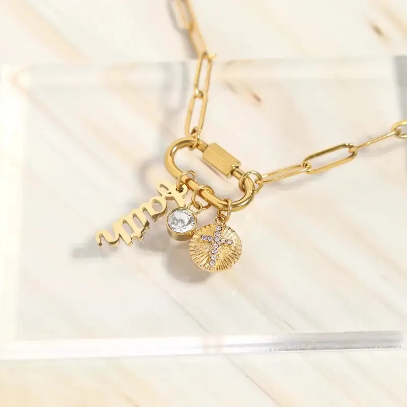 Carabiner Faith Charm Paperclip Necklace