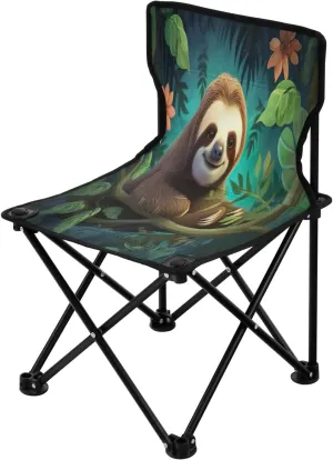 Cartoon Sloth Green Ultralight Camping Chair Portable Compact Folding Beach Chair with Carry Bag for Outdoor Activities, Picnics, and Hiking