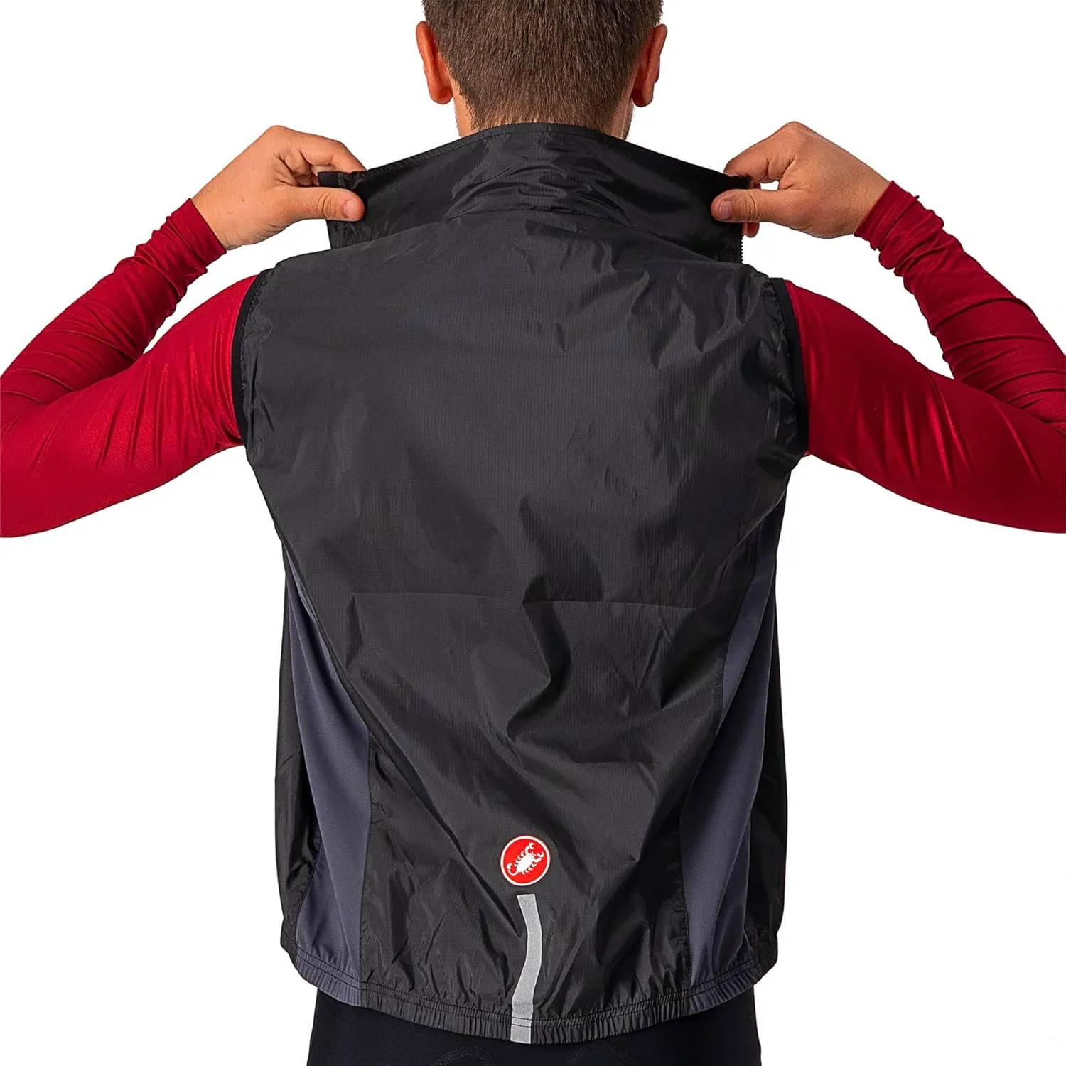 CASTELLI Men's Squadra Stretch Vest, Windproof Full Lenth Zip Shell with High Collar for Road and Gravel Biking I Cycling
