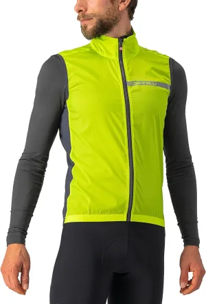 CASTELLI Men's Squadra Stretch Vest, Windproof Full Lenth Zip Shell with High Collar for Road and Gravel Biking I Cycling