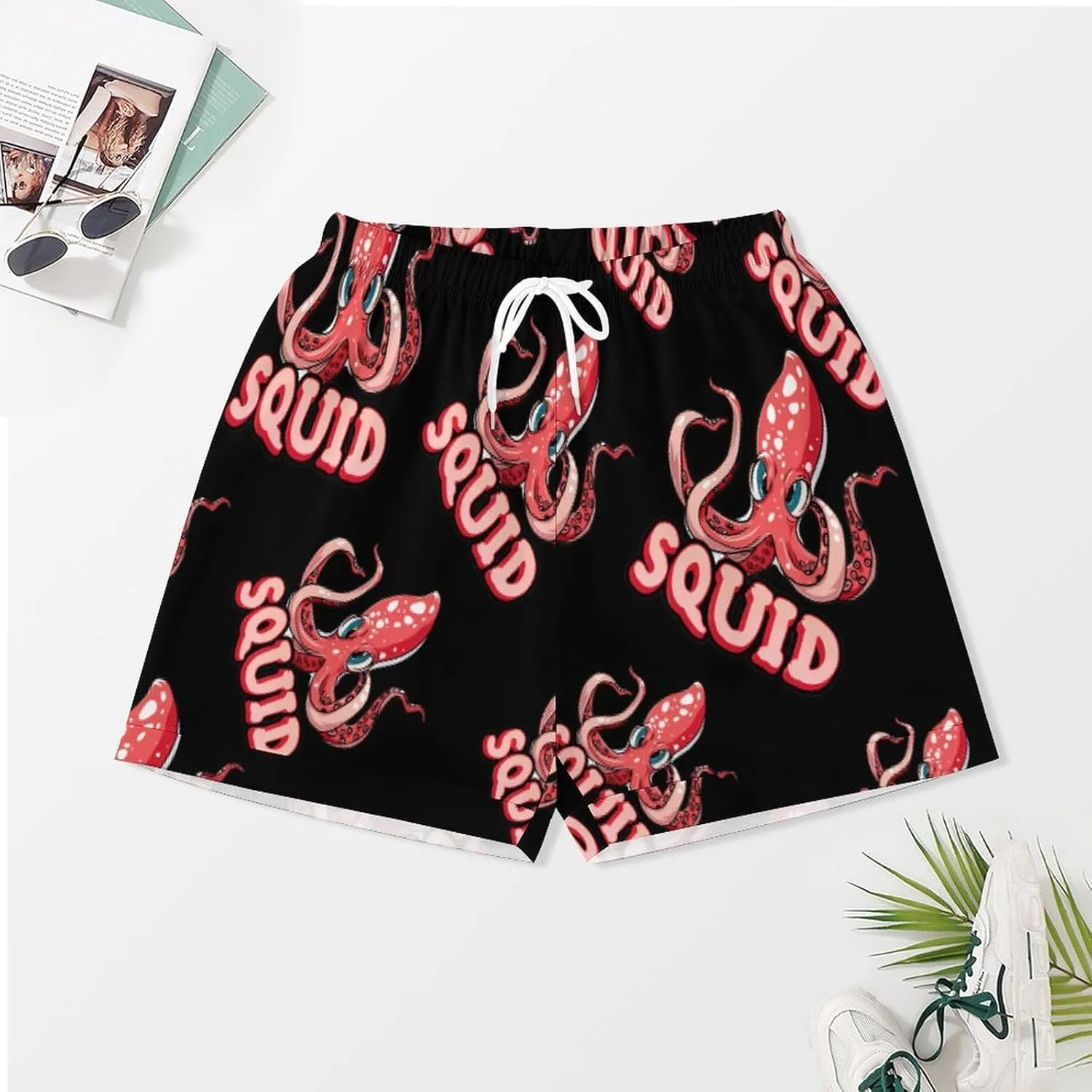 Cephalopod Squid Women's Satin Pajama Set Short Sleeve Button Down Sleepwear Loungewear Pj Set
