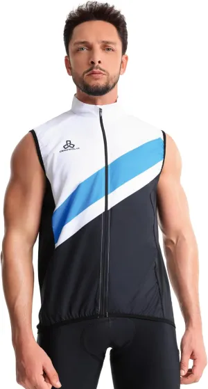 CEROTIPOLAR Men's Cycling Vest with 3 Reflective Tape Cargo Pockets, Micro Softshell Windproof Bike Vest