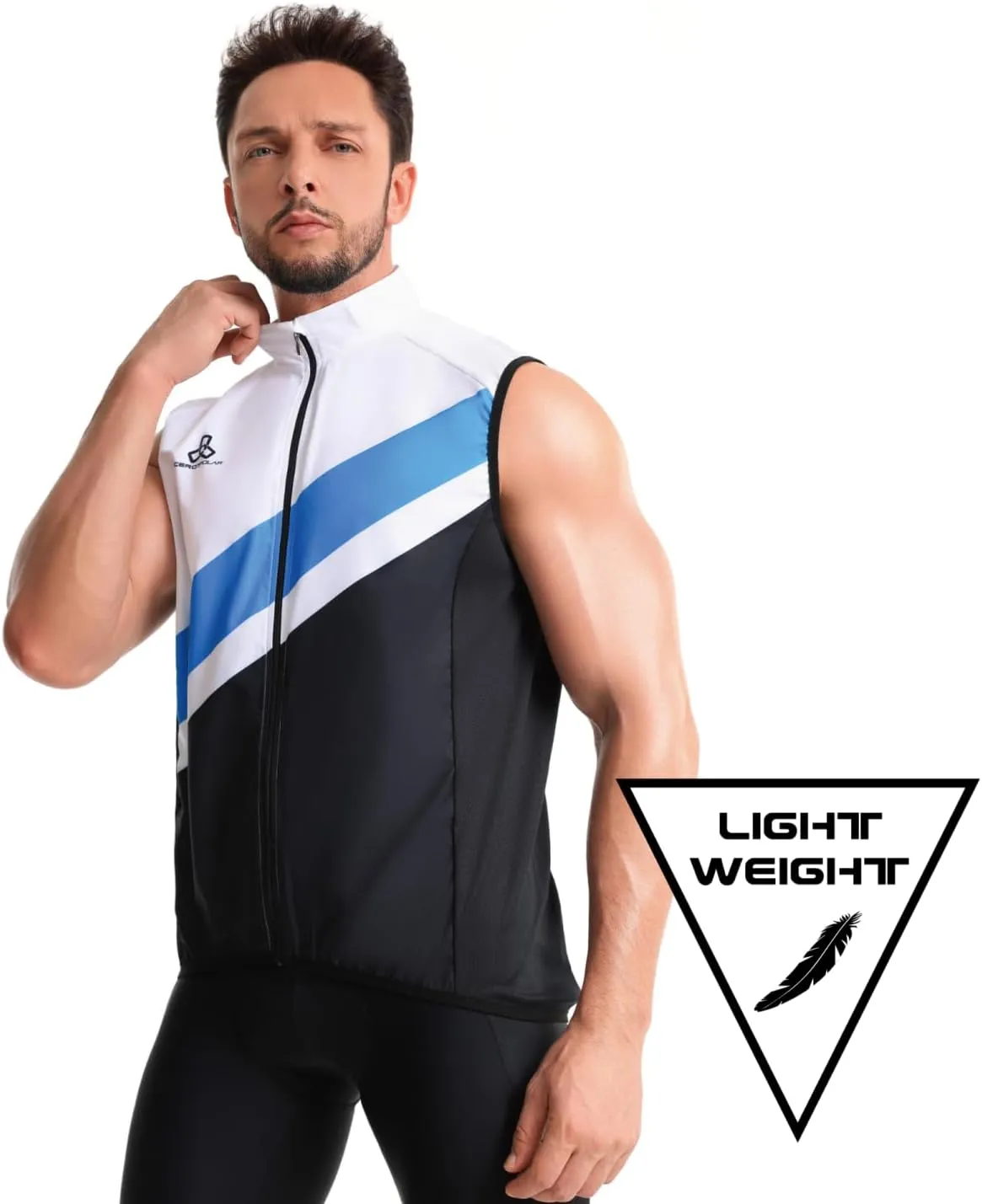 CEROTIPOLAR Men's Cycling Vest with 3 Reflective Tape Cargo Pockets, Micro Softshell Windproof Bike Vest