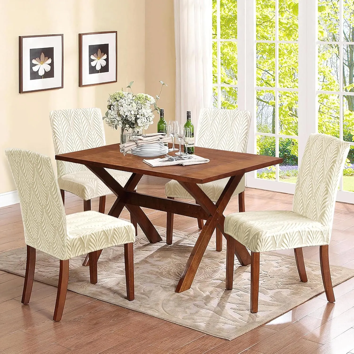 Chair Covers for Dining Chairs, Dining Room Chair Covers Set of 6, Stretch Kitchen Chairs Covers, Removable Washable Dining Chair Covers for Home Kitchen Banquet Hotel Ceremony