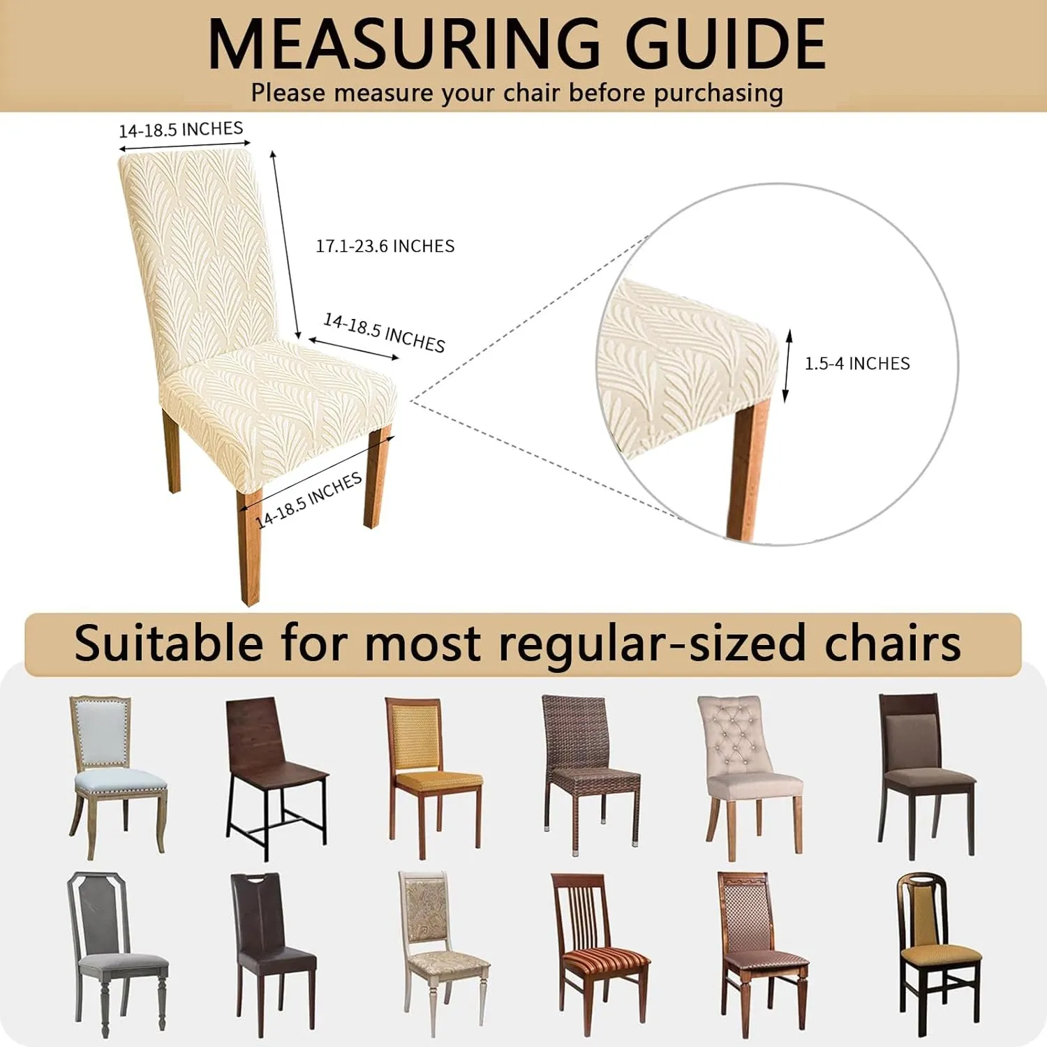 Chair Covers for Dining Chairs, Dining Room Chair Covers Set of 6, Stretch Kitchen Chairs Covers, Removable Washable Dining Chair Covers for Home Kitchen Banquet Hotel Ceremony