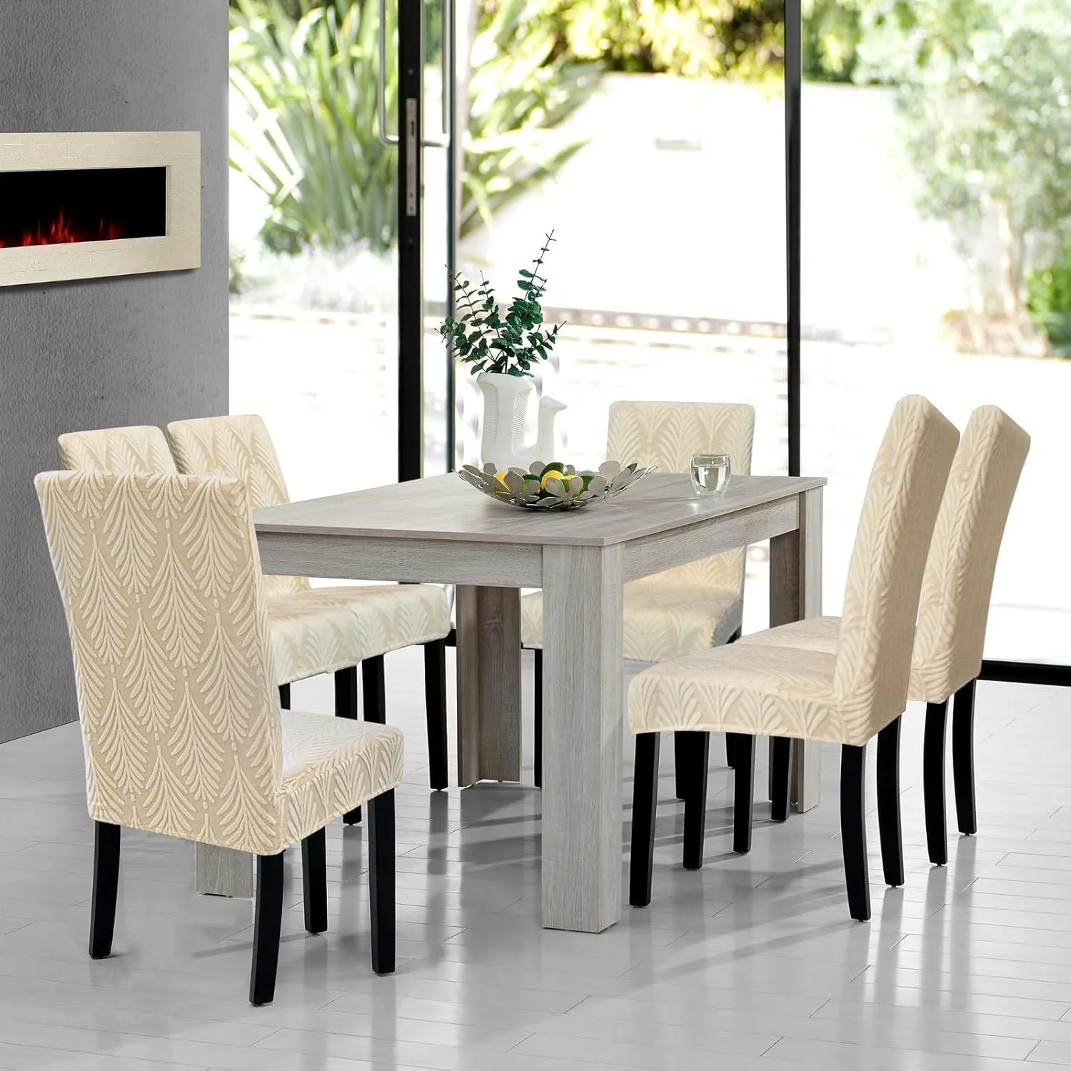 Chair Covers for Dining Chairs, Dining Room Chair Covers Set of 6, Stretch Kitchen Chairs Covers, Removable Washable Dining Chair Covers for Home Kitchen Banquet Hotel Ceremony