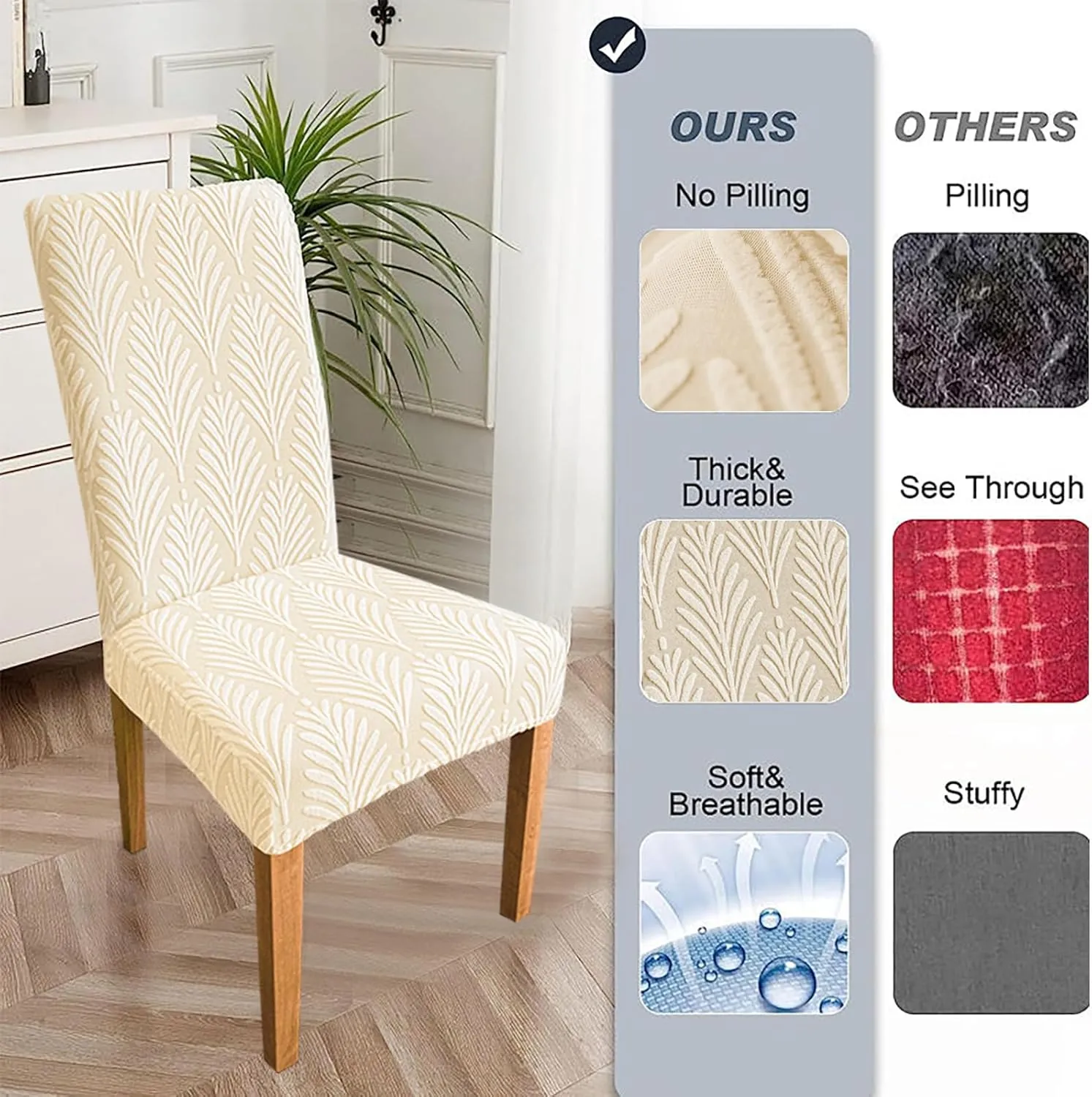 Chair Covers for Dining Chairs, Dining Room Chair Covers Set of 6, Stretch Kitchen Chairs Covers, Removable Washable Dining Chair Covers for Home Kitchen Banquet Hotel Ceremony
