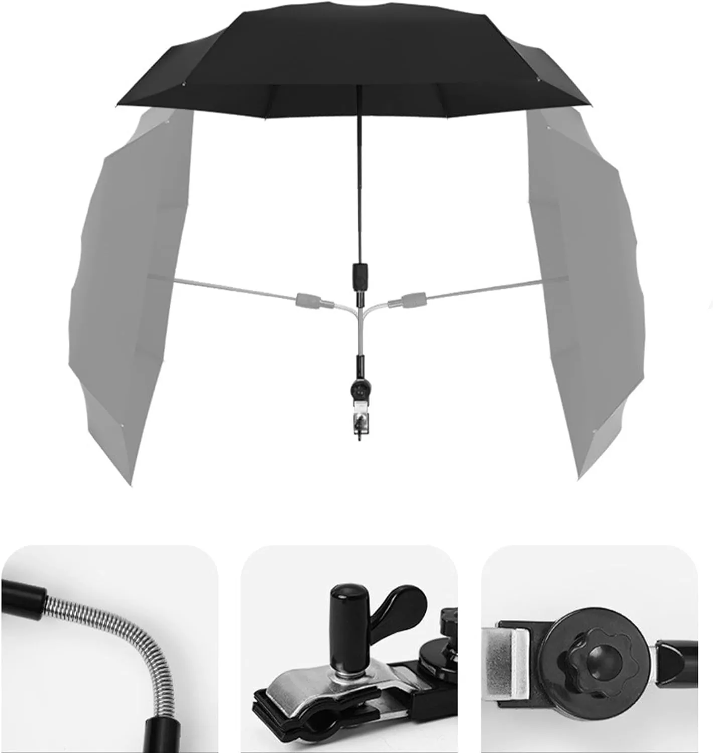 Chair Umbrella with Clamp, Adjustable Umbrella for Chair, Stroller Umbrella Parasol, Waterproof Umbrella for Beach Chair, Wheelchair, Stroller, Camping Chair