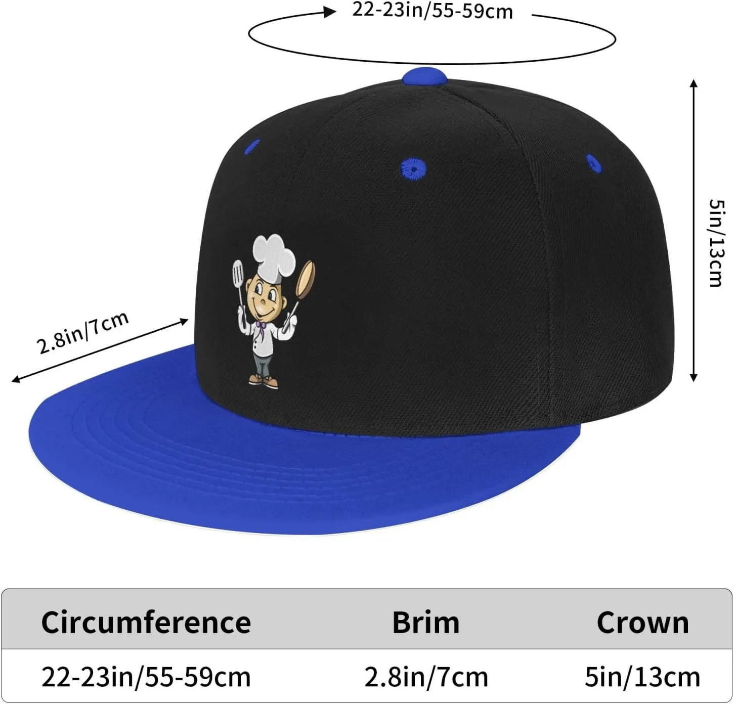 Chef with Spatula and Frying Pan Baseball Cap for Men Women Snapback Hat Adjustable Flat Bill Hats