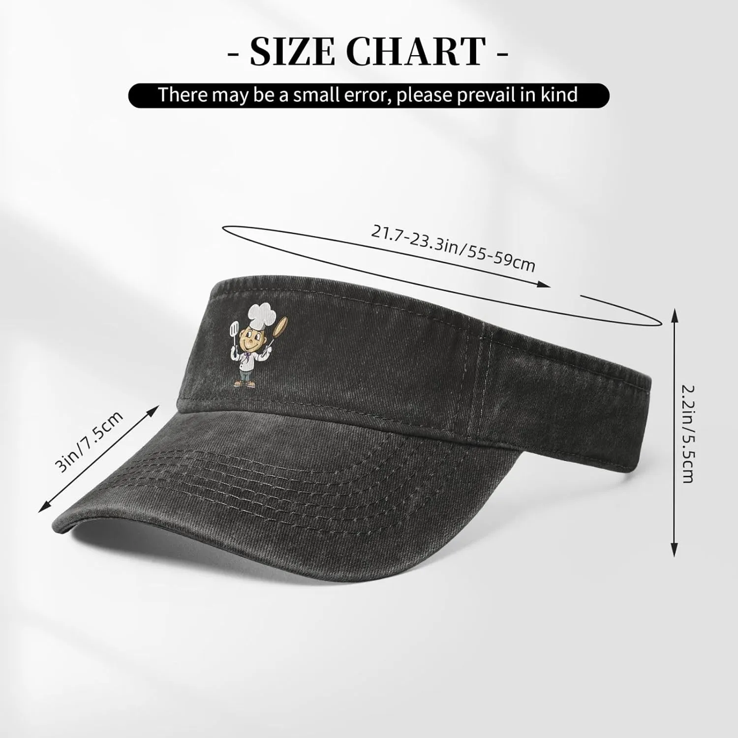 Chef with Spatula and Frying Pan Sun Visor Hats Cotton Baseball Cap for Women Men Adjustable Sun Hat
