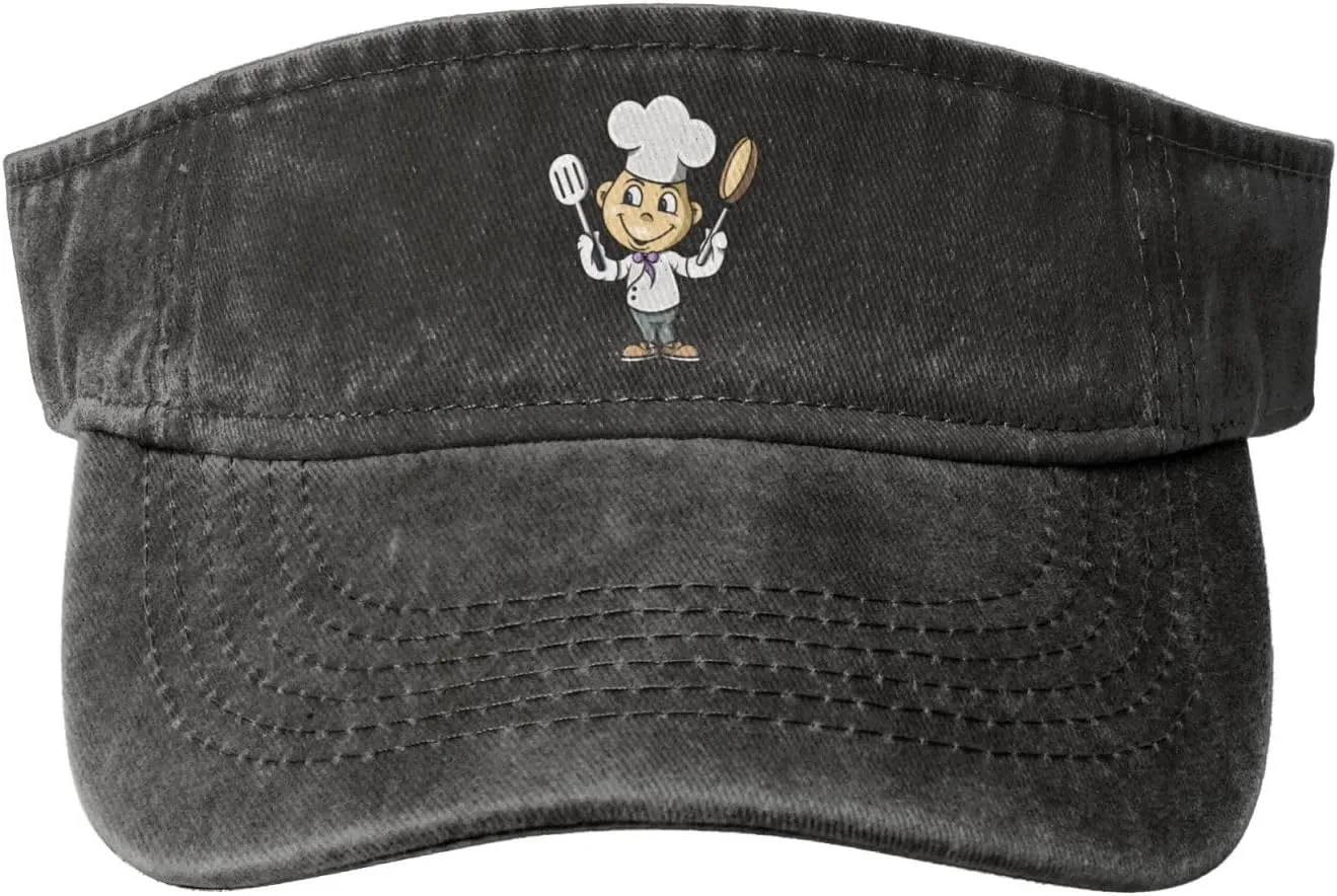 Chef with Spatula and Frying Pan Sun Visor Hats Cotton Baseball Cap for Women Men Adjustable Sun Hat