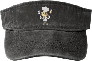 Chef with Spatula and Frying Pan Sun Visor Hats Cotton Baseball Cap for Women Men Adjustable Sun Hat