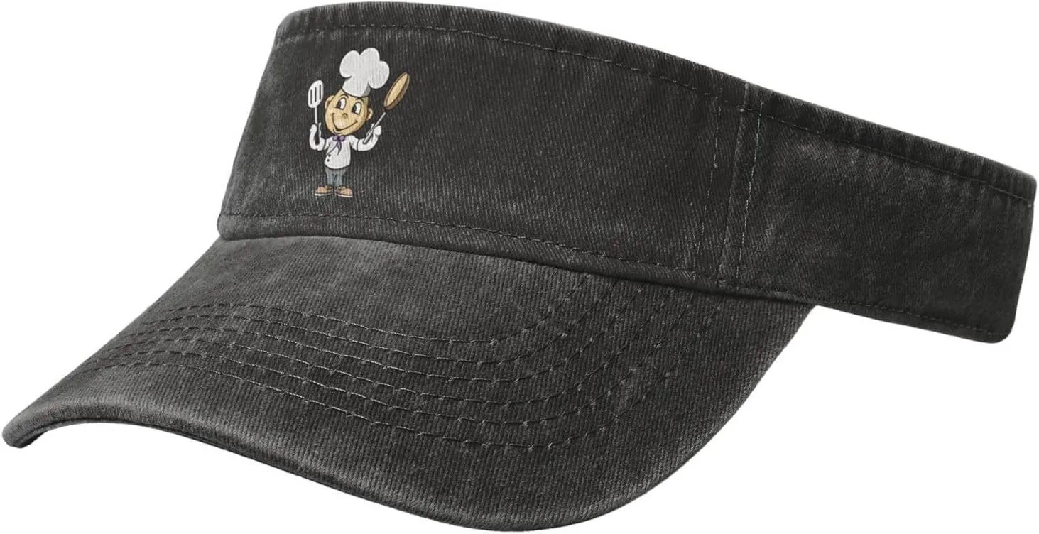 Chef with Spatula and Frying Pan Sun Visor Hats Cotton Baseball Cap for Women Men Adjustable Sun Hat