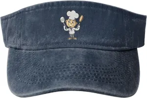 Chef with Spatula and Frying Pan Sun Visor Hats for Women Men Sun Hat Cotton Golf Hat Vintage Baseball Cap