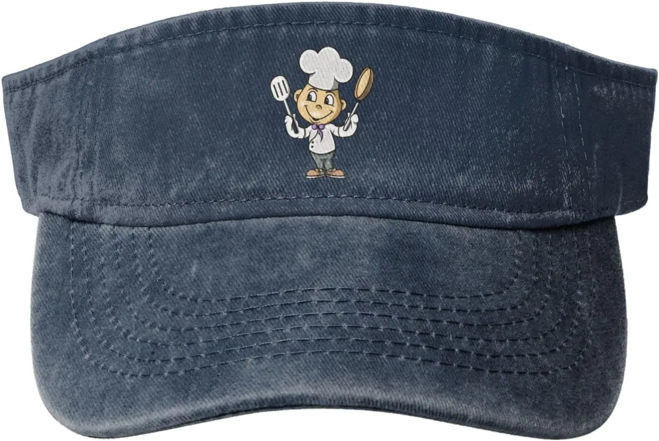 Chef with Spatula and Frying Pan Sun Visor Hats for Women Men Sun Hat Cotton Golf Hat Vintage Baseball Cap