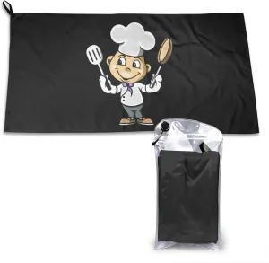 Chef with Spatula and Frying Pan Towels for Bathroom 16x31.5 in Ultra Soft Quick Drying Bath Towels Hand Towels Camping Fitness Beach Towel