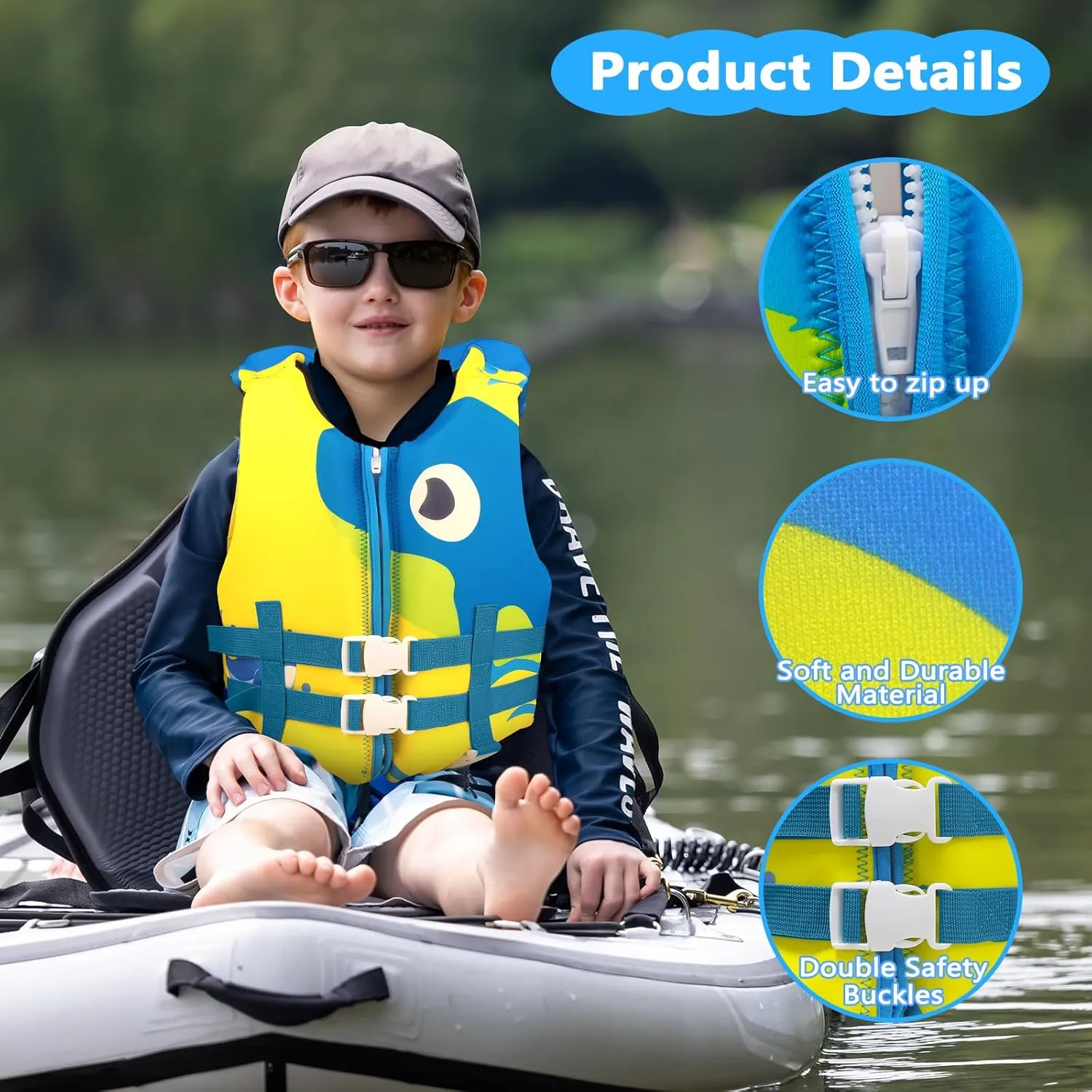 Chriffer Kids Swim Vest for 20-70 Pounds Boys and Girls, Easy On/Off Zipper, Swimming Toddler Floaties Jackets for 2, 3, 4, 5, 6, 7, 8 Years Old/Beach Pool Water Park