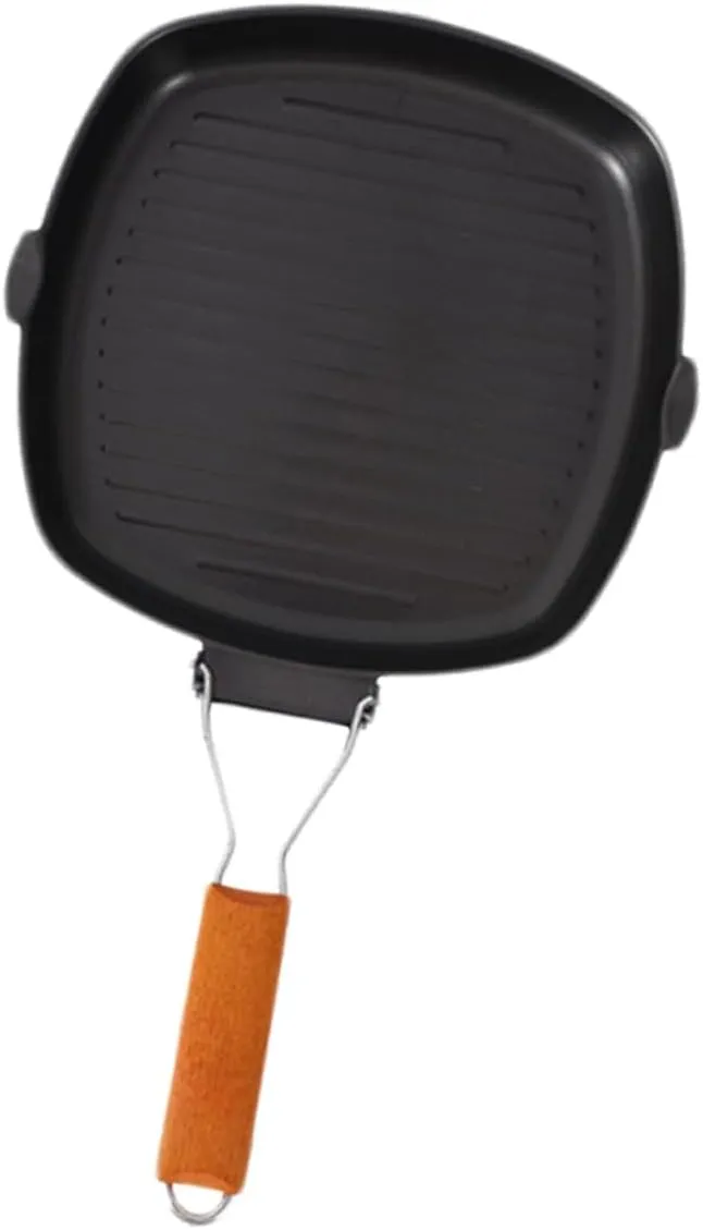 Ciieeo 1pc Outdoor Portable Steak Pan Lightweight Cast Frying Pan with Handle for Bbq and Picnics Scald Design for Cooking Steaks Eggs and More