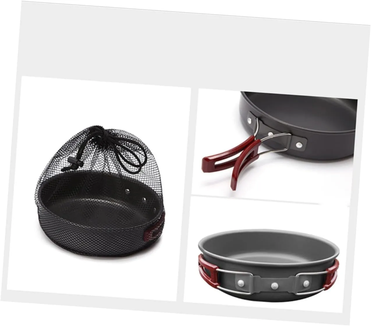 Ciieeo Portable Outdoor Pan Frying Pan Set Divider Lid Non-stick for Indoor Outdoor Cooking