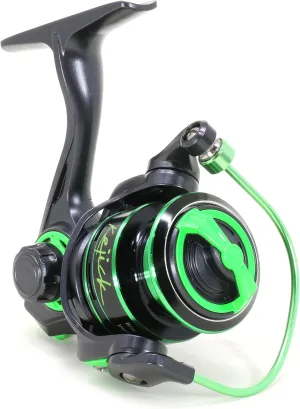 CLAM 16237 Kejick Ice Fishing Spinning Reel – 6 1 Bearings, SF Drag System, Aluminum Bail & Folding Handle (Black/Green)