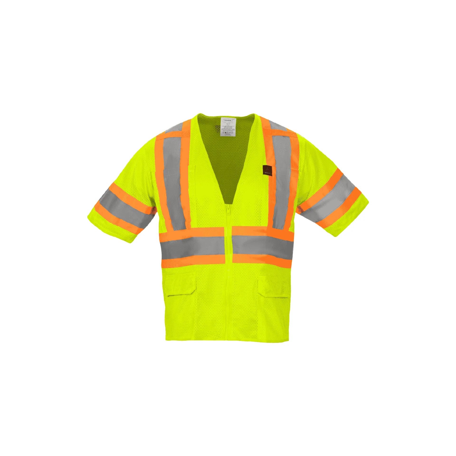 Class 3 Lime Flame Retardant Safety Vest with Zipper Front and Sleeves