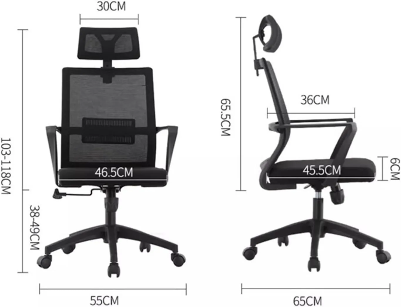 Classic Ergonomic High Back Mesh Chair with Lumbar Support and Adjustable Headrest Rolling Work Swivel Task Chairs Desk Task Chair(Gris)