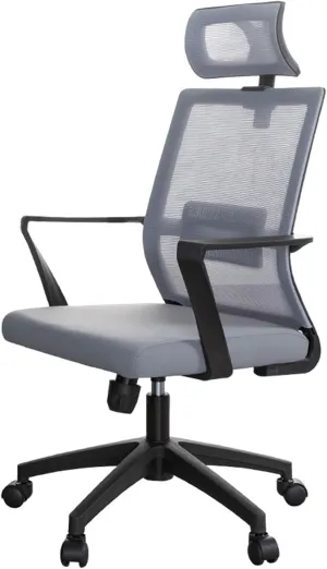 Classic Ergonomic High Back Mesh Chair with Lumbar Support and Adjustable Headrest Rolling Work Swivel Task Chairs Desk Task Chair(Gris)