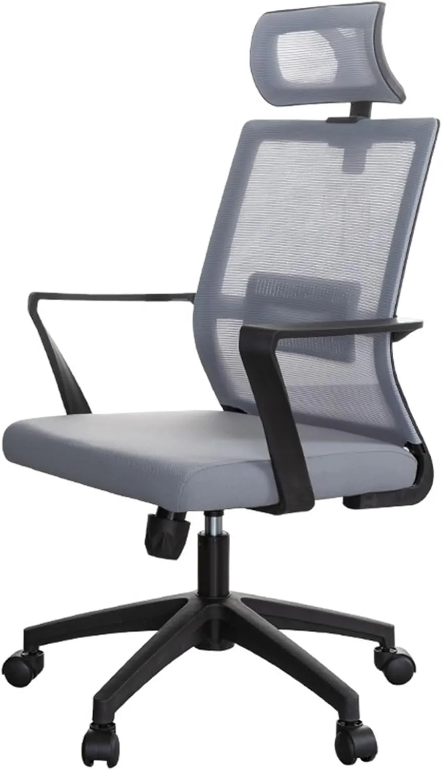 Classic Ergonomic High Back Mesh Chair with Lumbar Support and Adjustable Headrest Rolling Work Swivel Task Chairs Desk Task Chair(Gris)