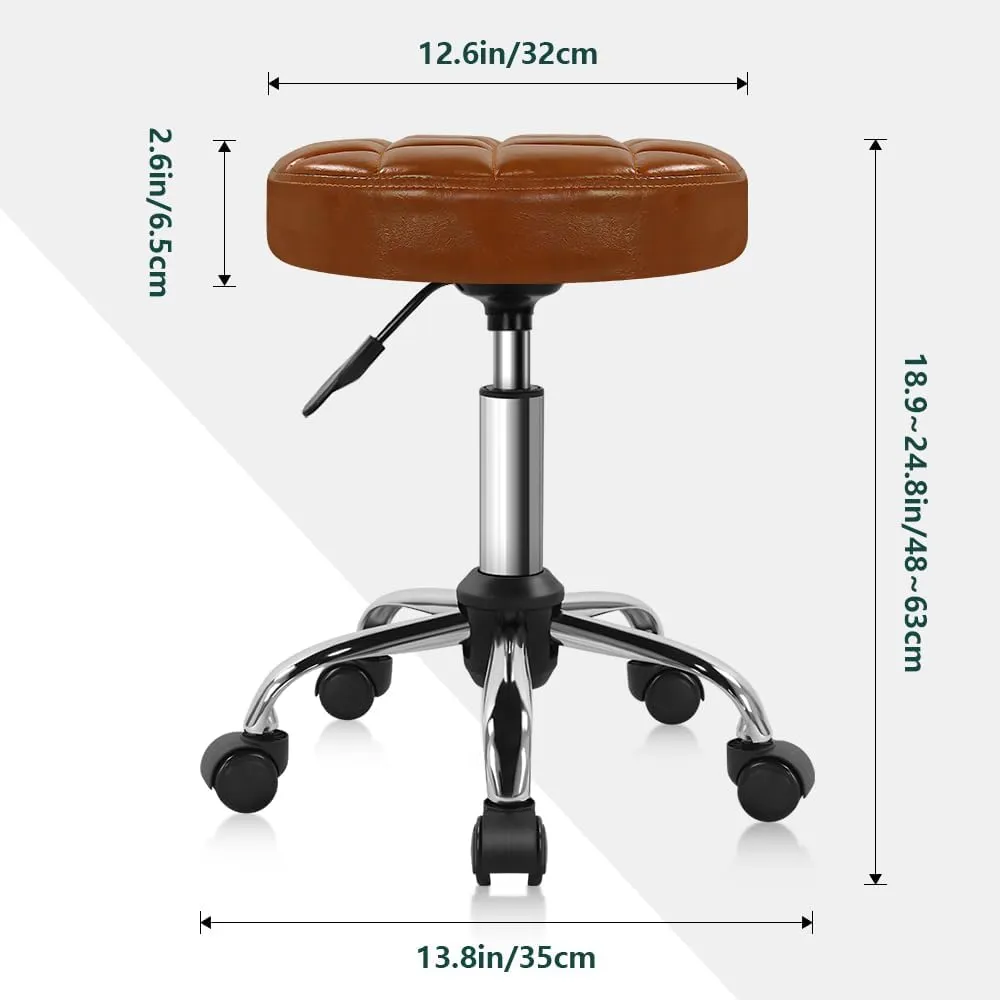 Classic Swivel Stool with Wheel Perfect for Salon Work Home SPA Shop Height-Adjustable and Cost-Effective Rolling Stool Chair Small (Brown)