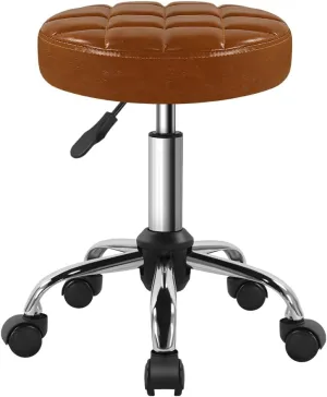Classic Swivel Stool with Wheel Perfect for Salon Work Home SPA Shop Height-Adjustable and Cost-Effective Rolling Stool Chair Small (Brown)